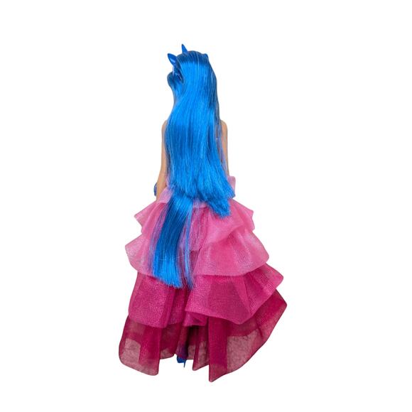 Pre-owned Barbie 65th Anniversary Unicorn Doll with Blue Hair Pink Gown - Picture 3 of 5